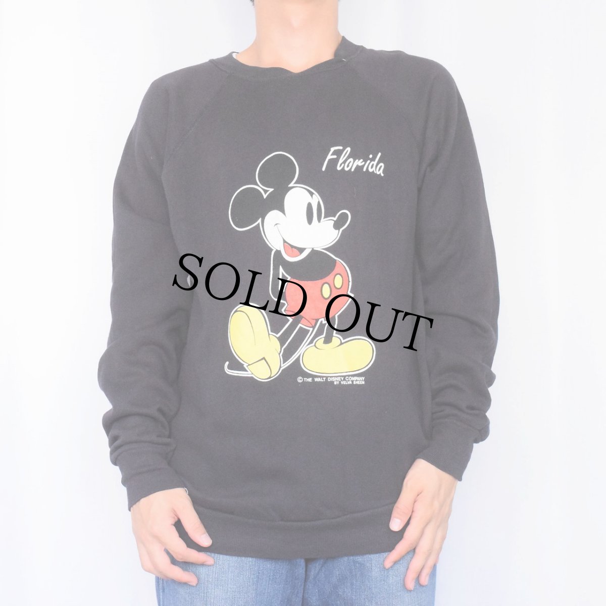 画像2: 70〜80's Disney MICKEY MOUSE USA製 "Florida" キャラクタープリント ラグランスウェット BLACK XL (2)