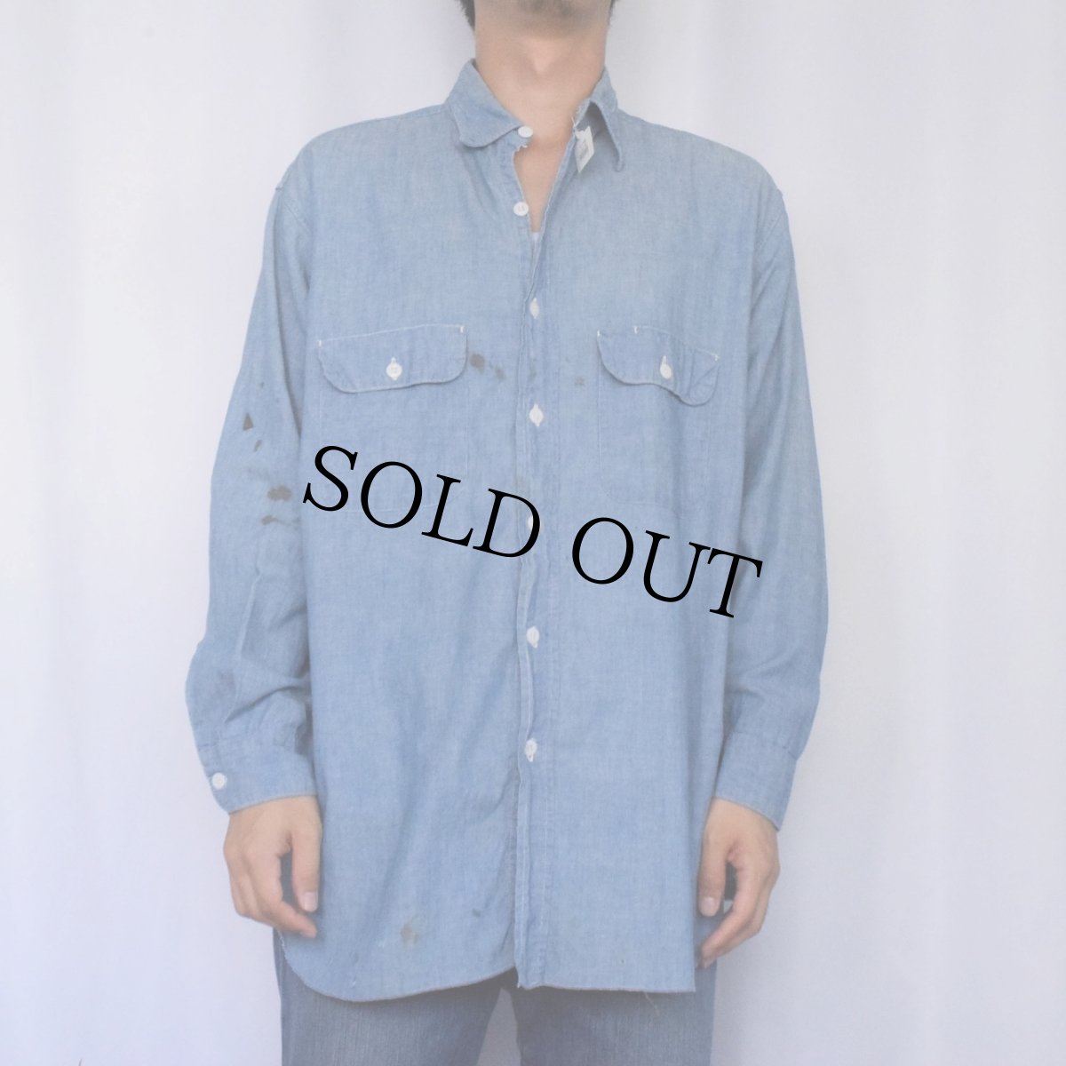 画像2: 50〜60's Stephens シャンブレーワークシャツ (2)