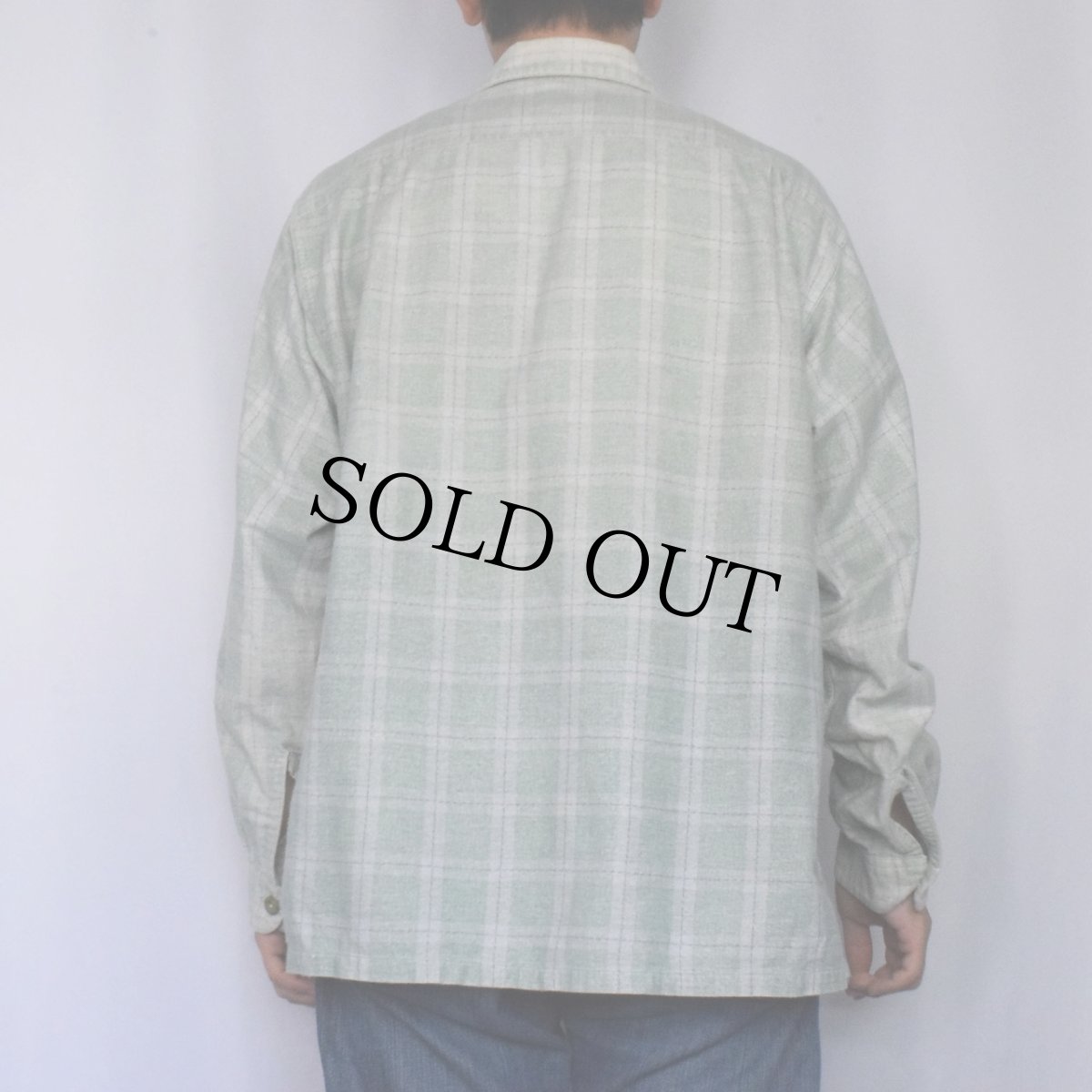 画像3: 50's PENNEY'S TOWNCRAFT チェック柄 オープンカラープリントネルシャツ SIZE16-16 1/2 (3)