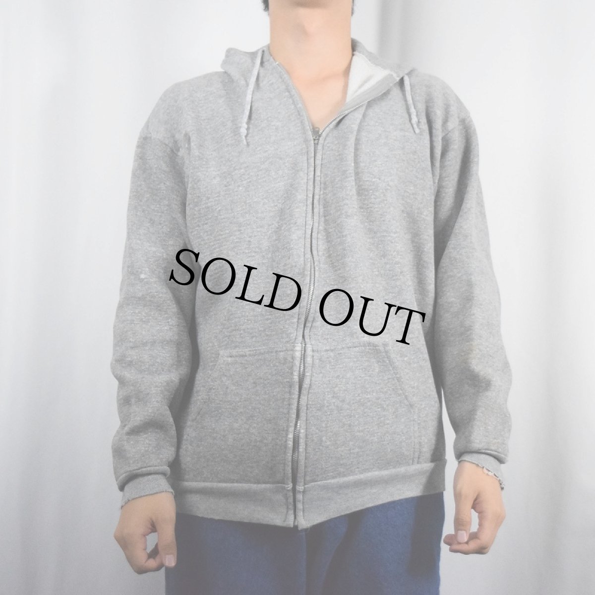 画像2: 80's DISCUS USA製 無地 スウェットジップパーカー XL (2)