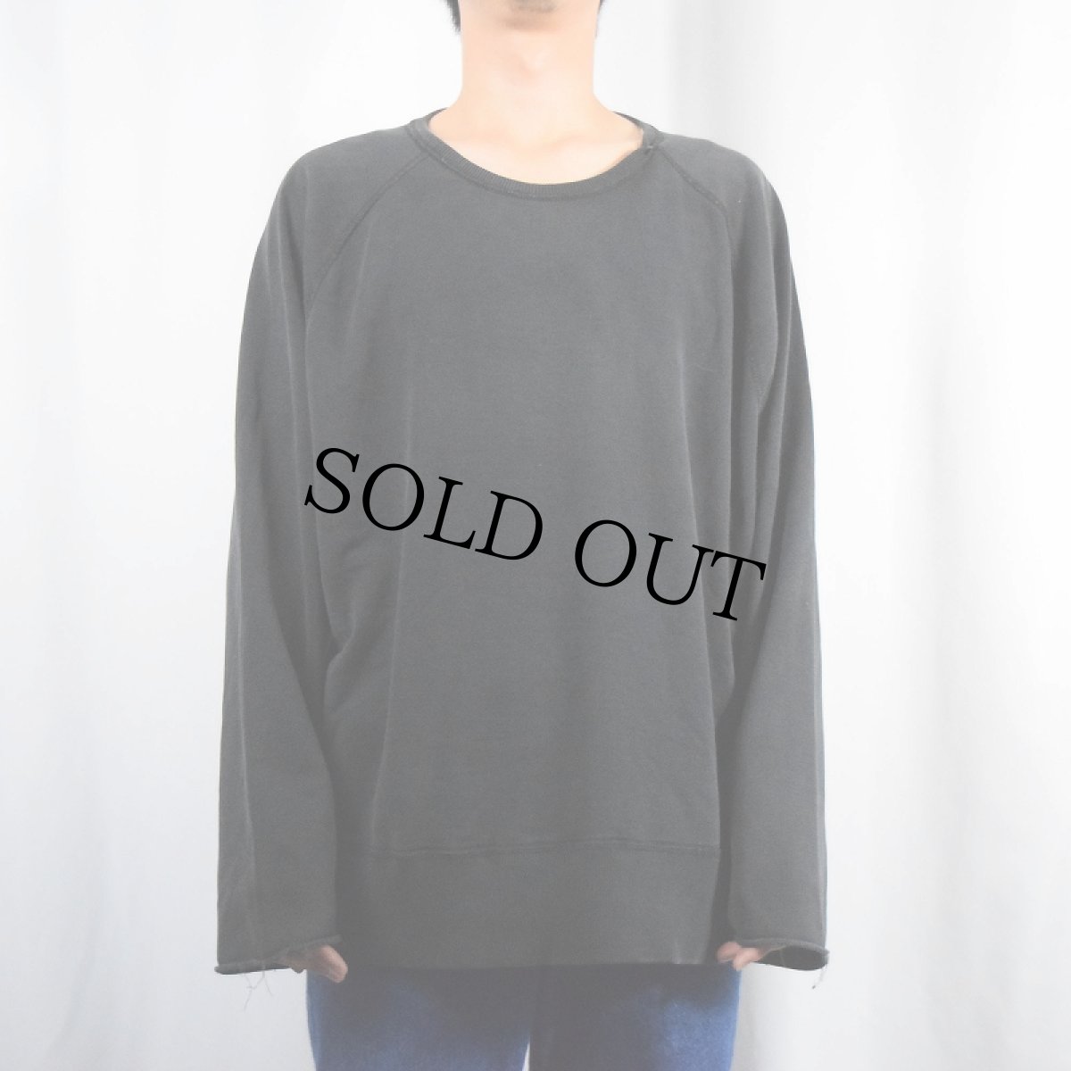 画像2: DENIM&SYPPLY RALPH LAUREN カットオフスリーブ 無地 ラグランスウェット BLACK (2)