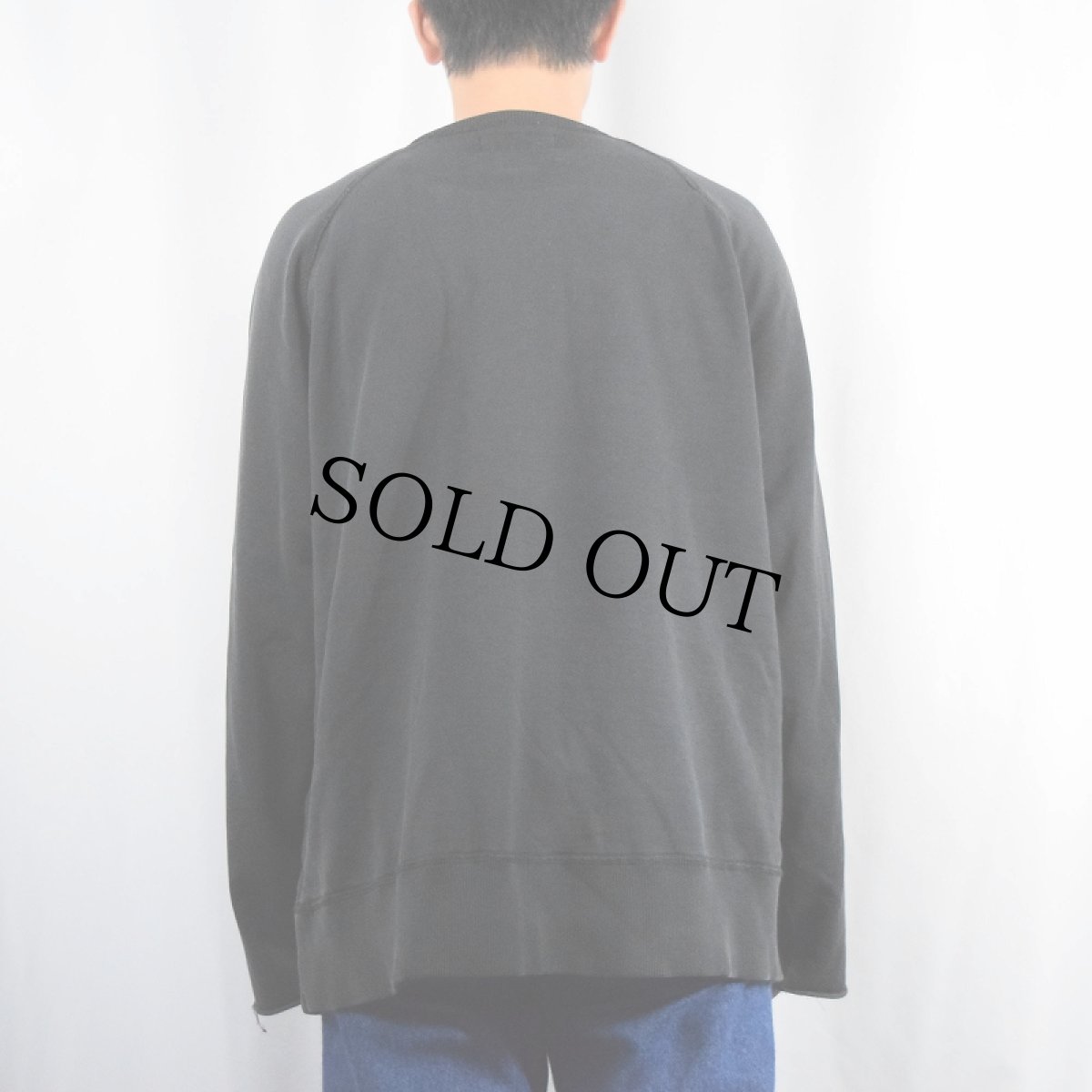 画像3: DENIM&SYPPLY RALPH LAUREN カットオフスリーブ 無地 ラグランスウェット BLACK (3)