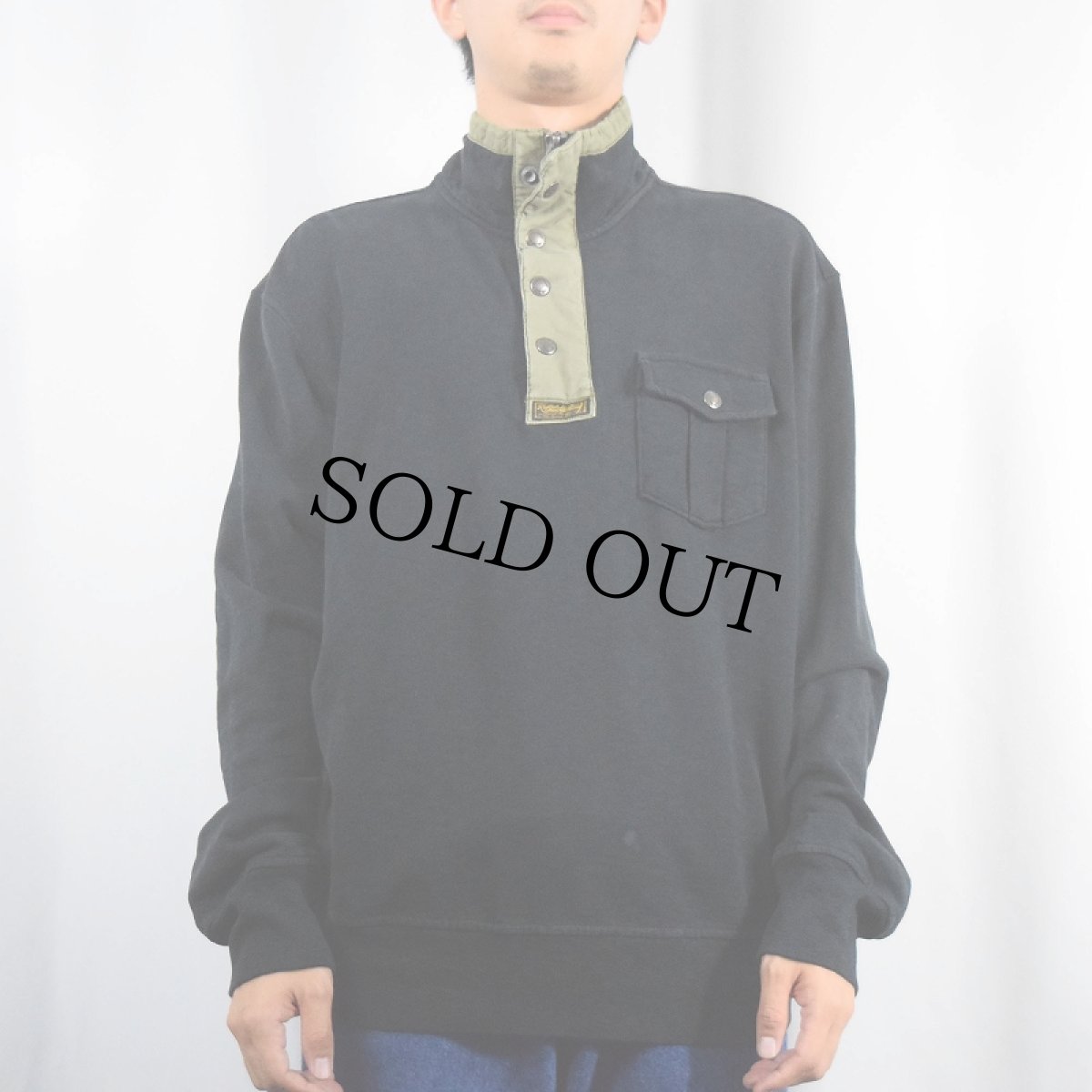 画像2: POLO Ralph Lauren ハーフスナップスウェット BLACK L (2)