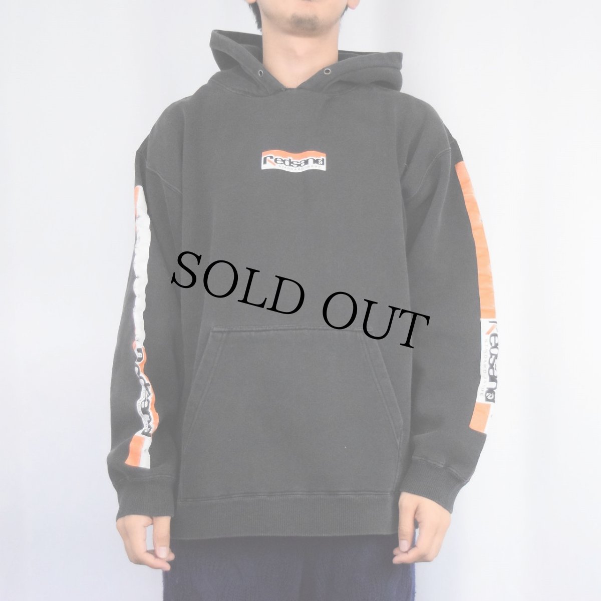 画像2: Redsand サーフブランド ロゴプリントスウェットフーディー BLACK L (2)