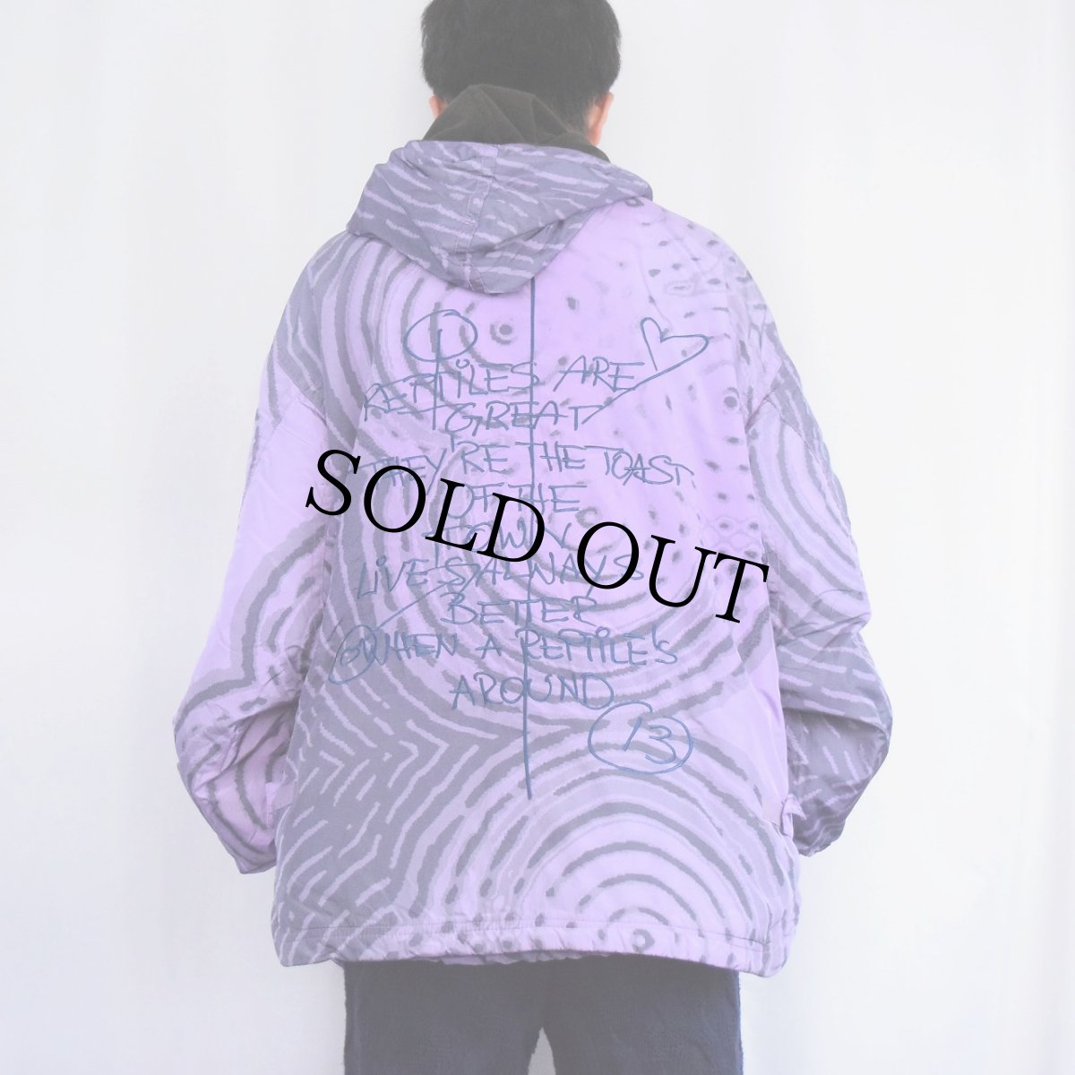 画像4: XS EXES メッセージ刺繍 総柄 ナイロンスキージャケット L (4)