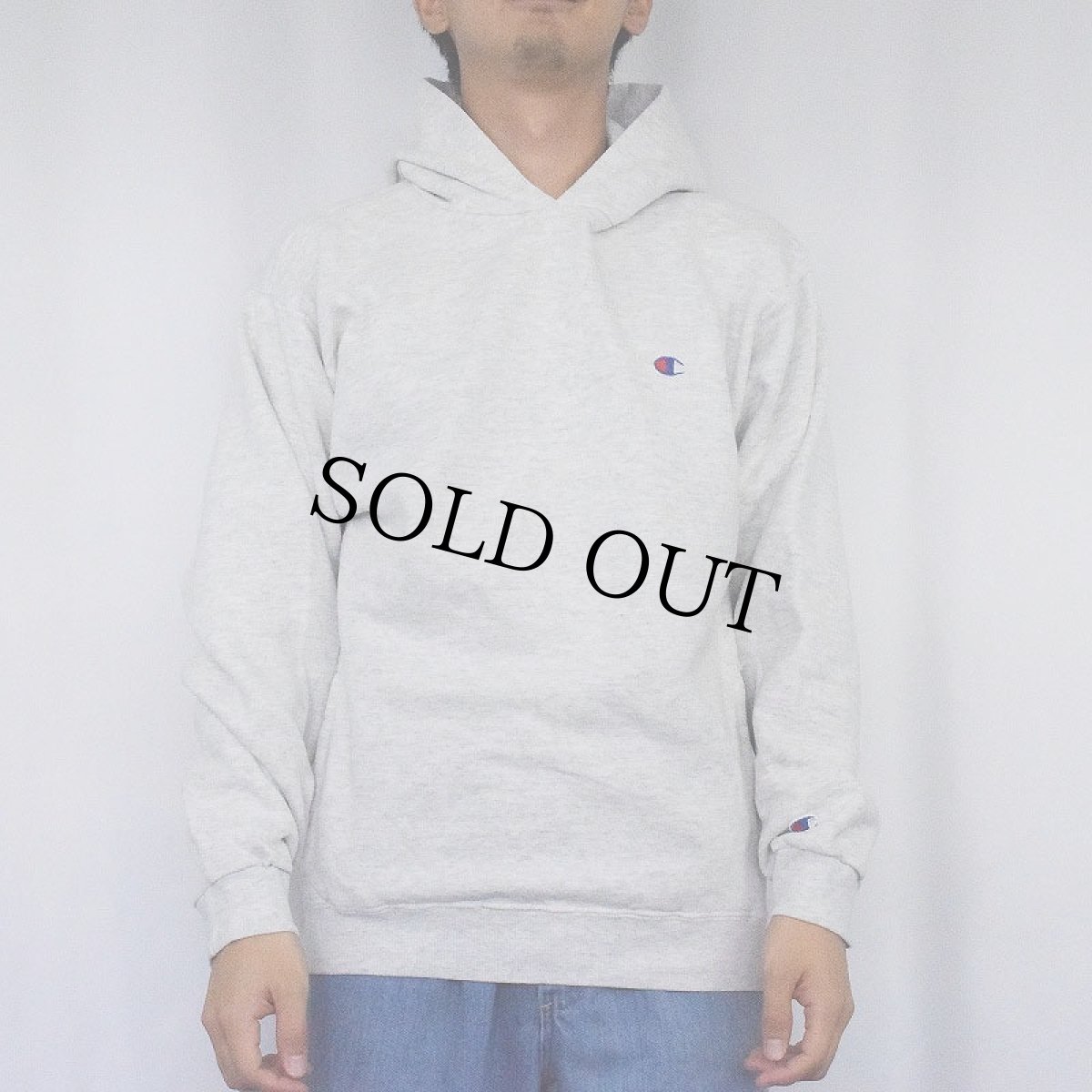 画像2: 90's Champion USA製 "ポケ付き" 目付きスウェットフーディ M (2)