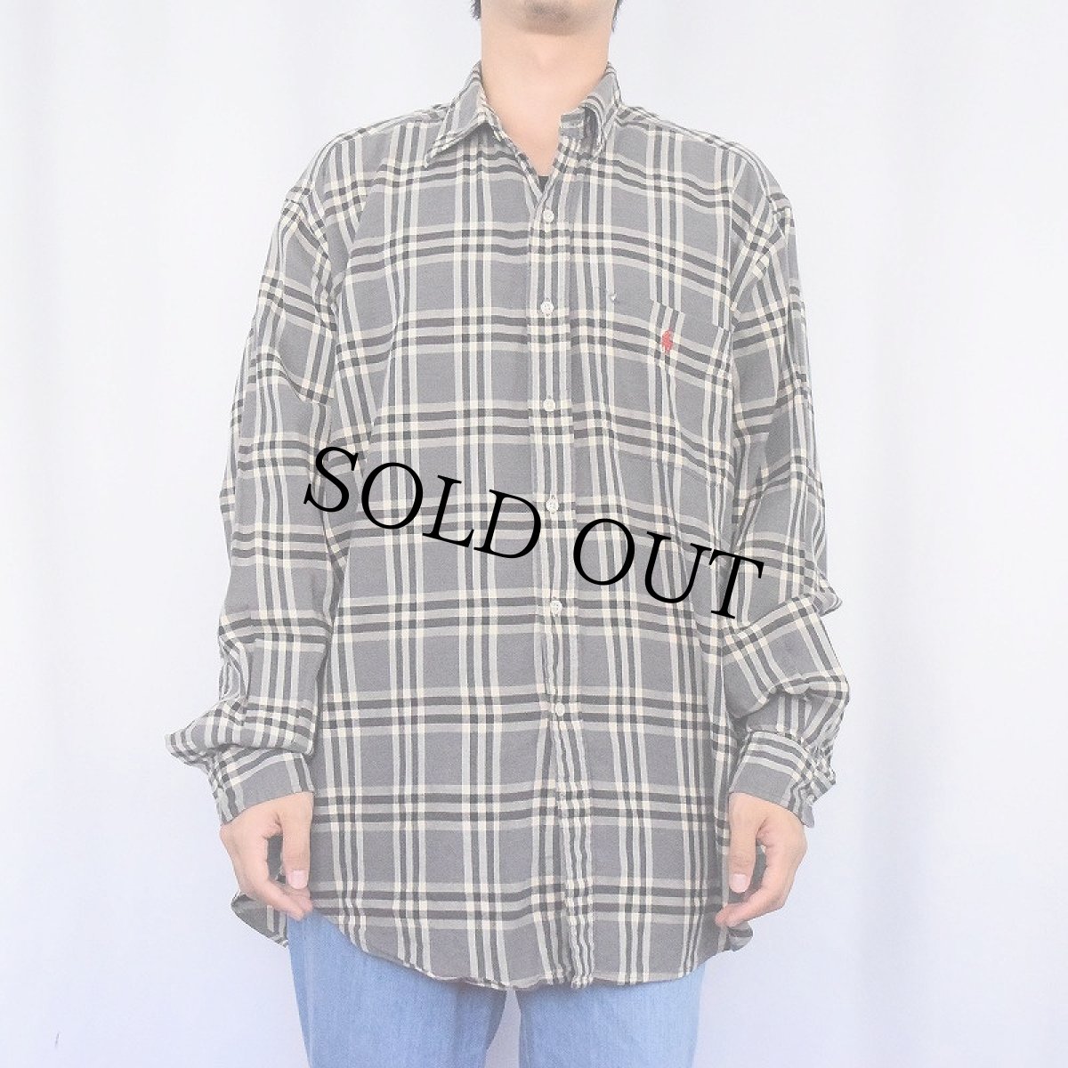 画像2: POLO Ralph Lauren "LOWELL SPORT" チェック柄 コットンシャツ L (2)