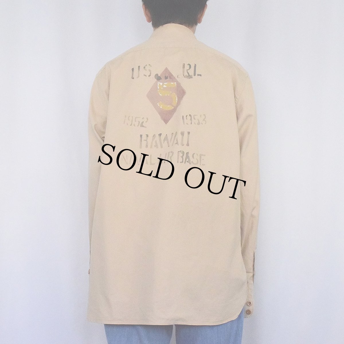 画像4: POLO Ralph Lauren "MILITARY TYPE" ステンシル入り コットンシャツ L (4)