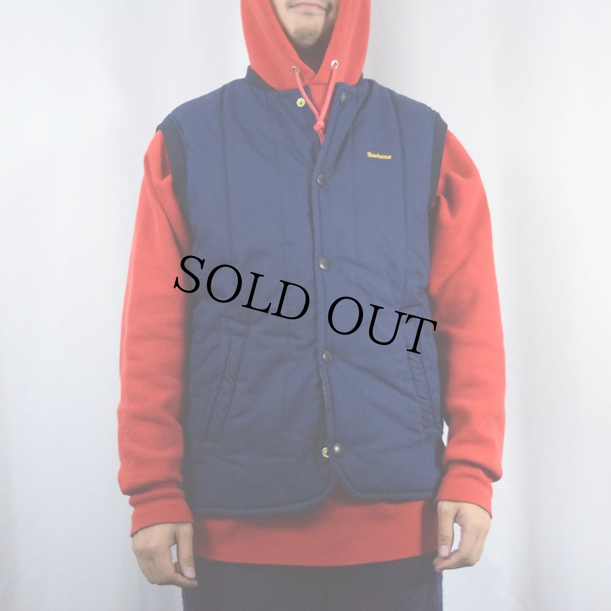 画像2: 90's Barbour ENGLAND製 中綿ベスト 3ワラント NAVY (2)