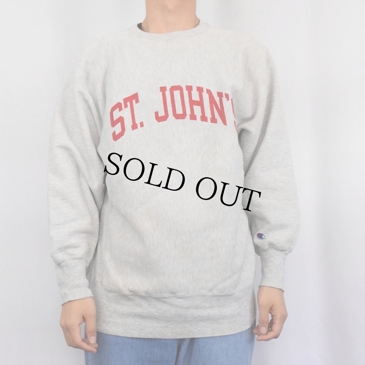 画像2: 90's Champion REVERSE WEAVE USA製 "ST.JOHN'S" プリントスウェット XL (2)