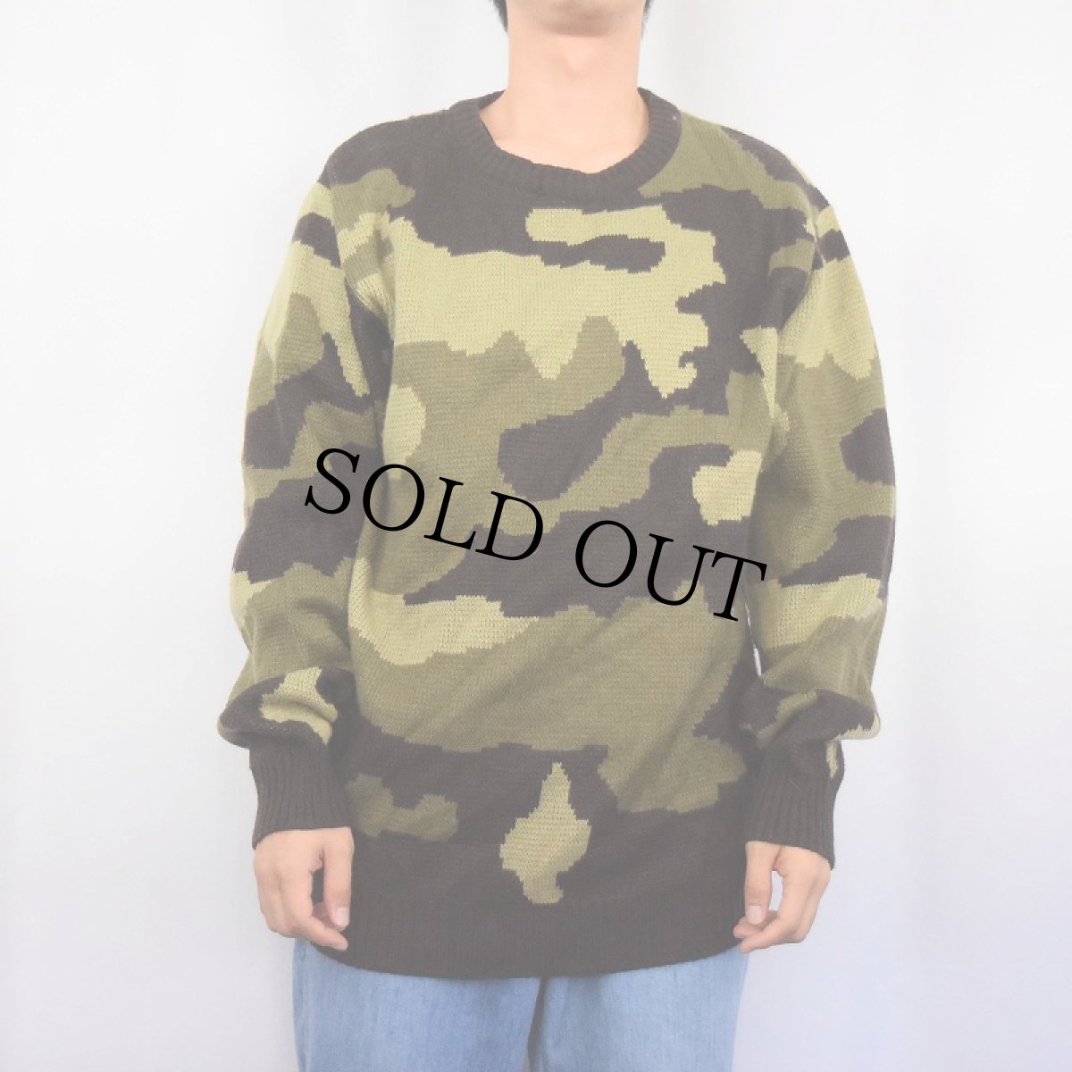 画像2: Black Smith カモ柄 アクリルニットセーター XL (2)