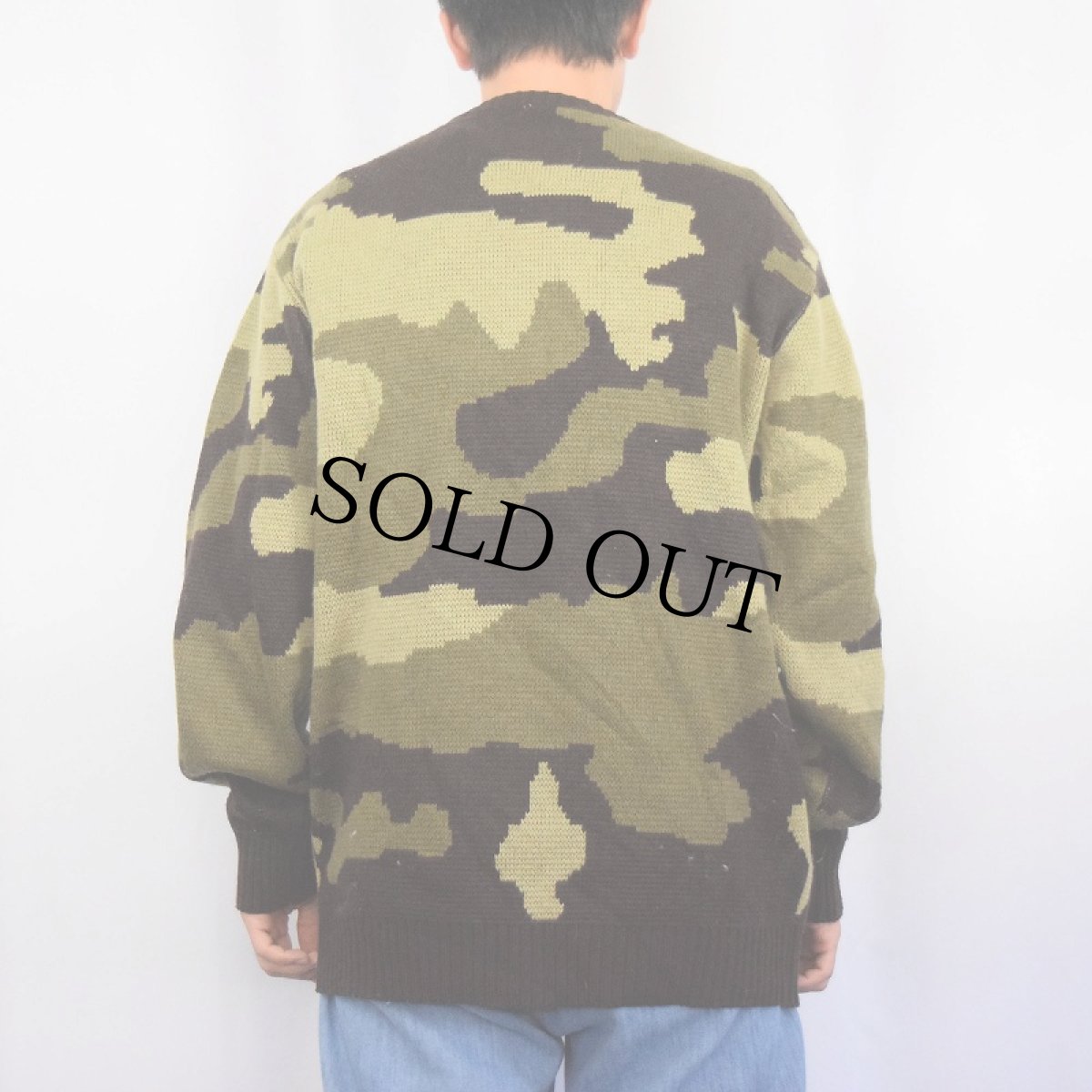 画像3: Black Smith カモ柄 アクリルニットセーター XL (3)