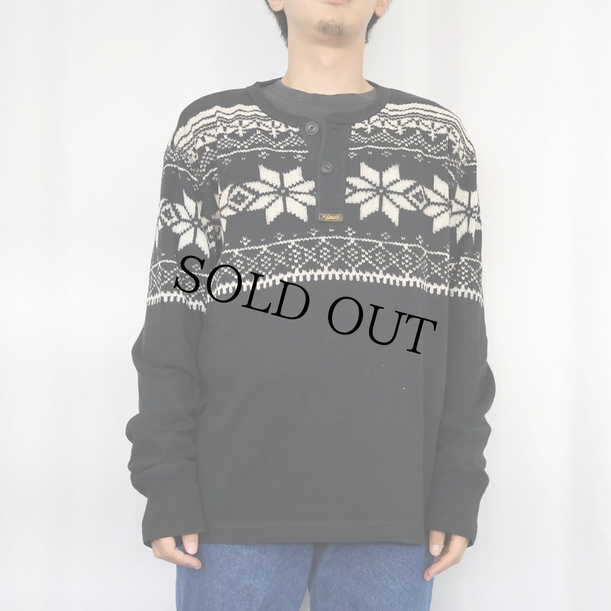 画像2: POLO Ralph Lauren ノルディック柄 ヘンリーネックロンT BLACK CL (2)