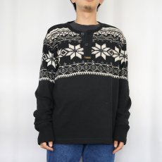 画像2: POLO Ralph Lauren ノルディック柄 ヘンリーネックロンT BLACK CL (2)
