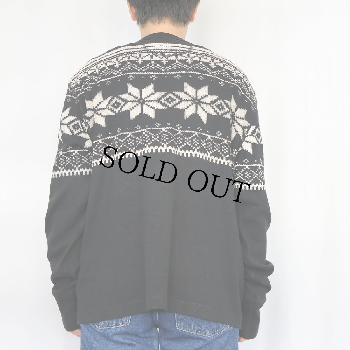 画像3: POLO Ralph Lauren ノルディック柄 ヘンリーネックロンT BLACK CL (3)