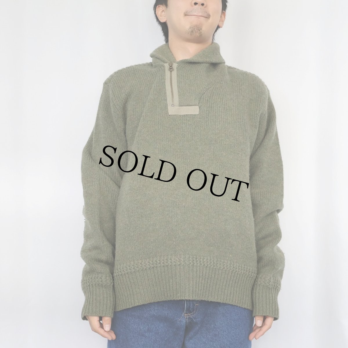 画像2: POLO Ralph Lauren ハーフジップ ショールカラー ウールニットセーター XL (2)