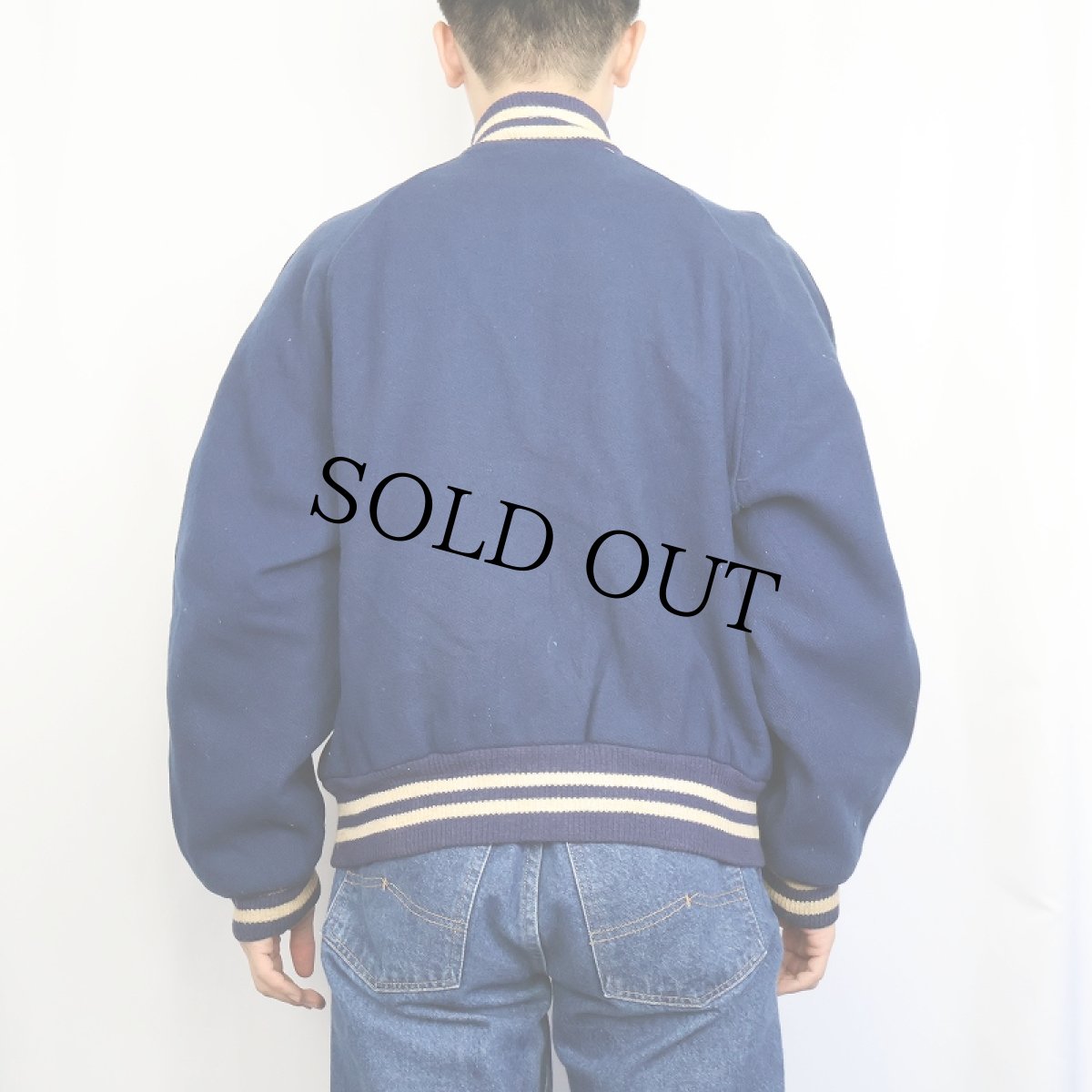 画像3: 50's Hatchers "McNALLYS" ワッペン付き メルトンスタジャン NAVY (3)