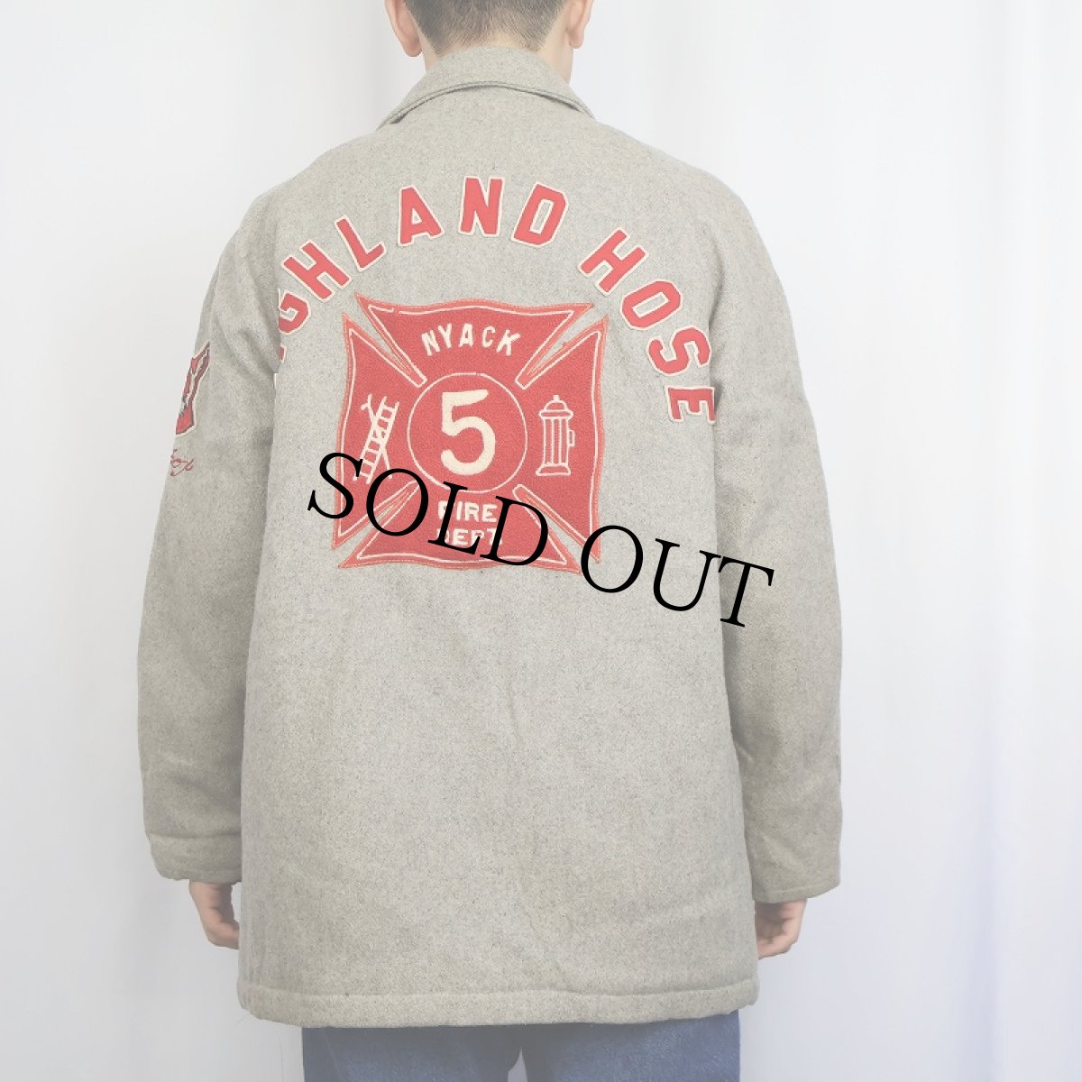 画像4: 50's〜 HEWITT "HIGHLAND HOSE" チェーン刺繍 ジップアップ メルトンウールスタジャン SIZE42 (4)