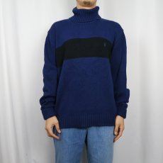 画像2: POLO Ralph Lauren タートルネック コットンニットセーター NAVY L (2)