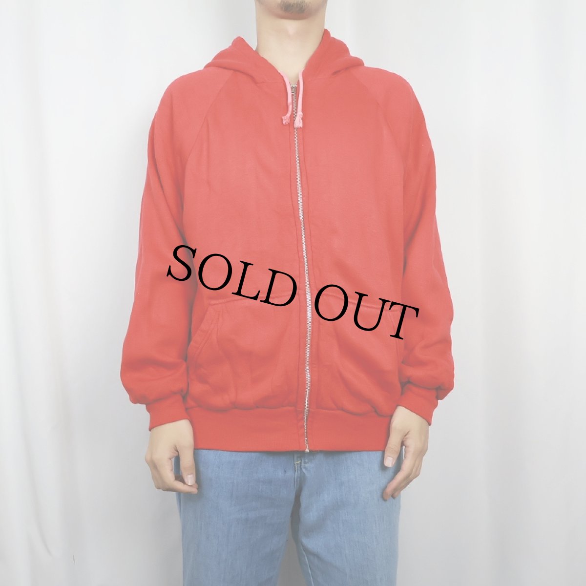 画像2: 80's MacGregor 裏サーマル 無地スウェットジップパーカー M (2)