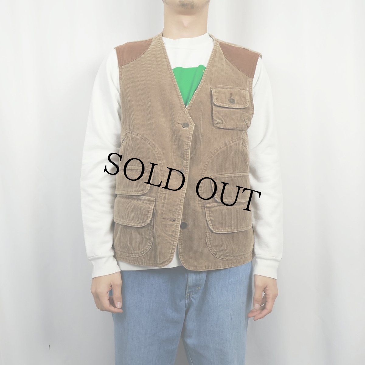 画像2: Eddie Bauer コーデュロイハンティングベスト M (2)