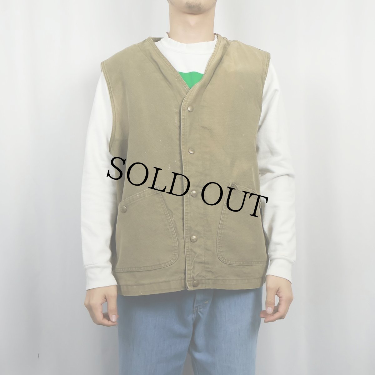 画像2: 80's L.L.Bean USA製 裏ボア ダックベスト L (2)