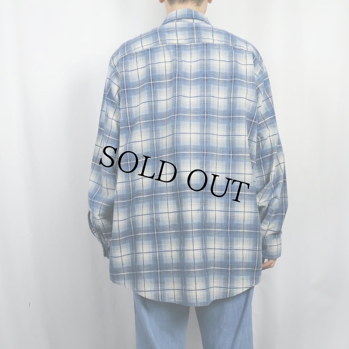 画像3: DAVID TAYLOR チェック柄 プリントネルシャツ XL (3)