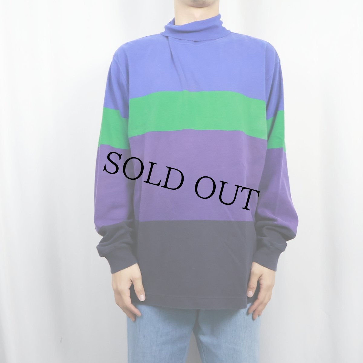 画像2: 90's J.CREW USA製 切り替えデザイン タートルネックロンT XL (2)