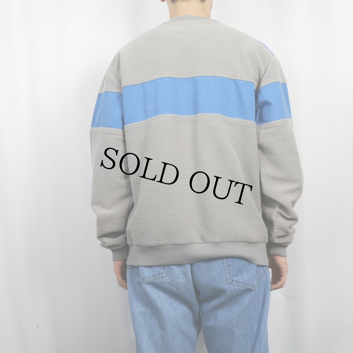 画像3: 80's NIKE 紺タグ ロゴ刺繍 切り替えデザインスウェット L (3)