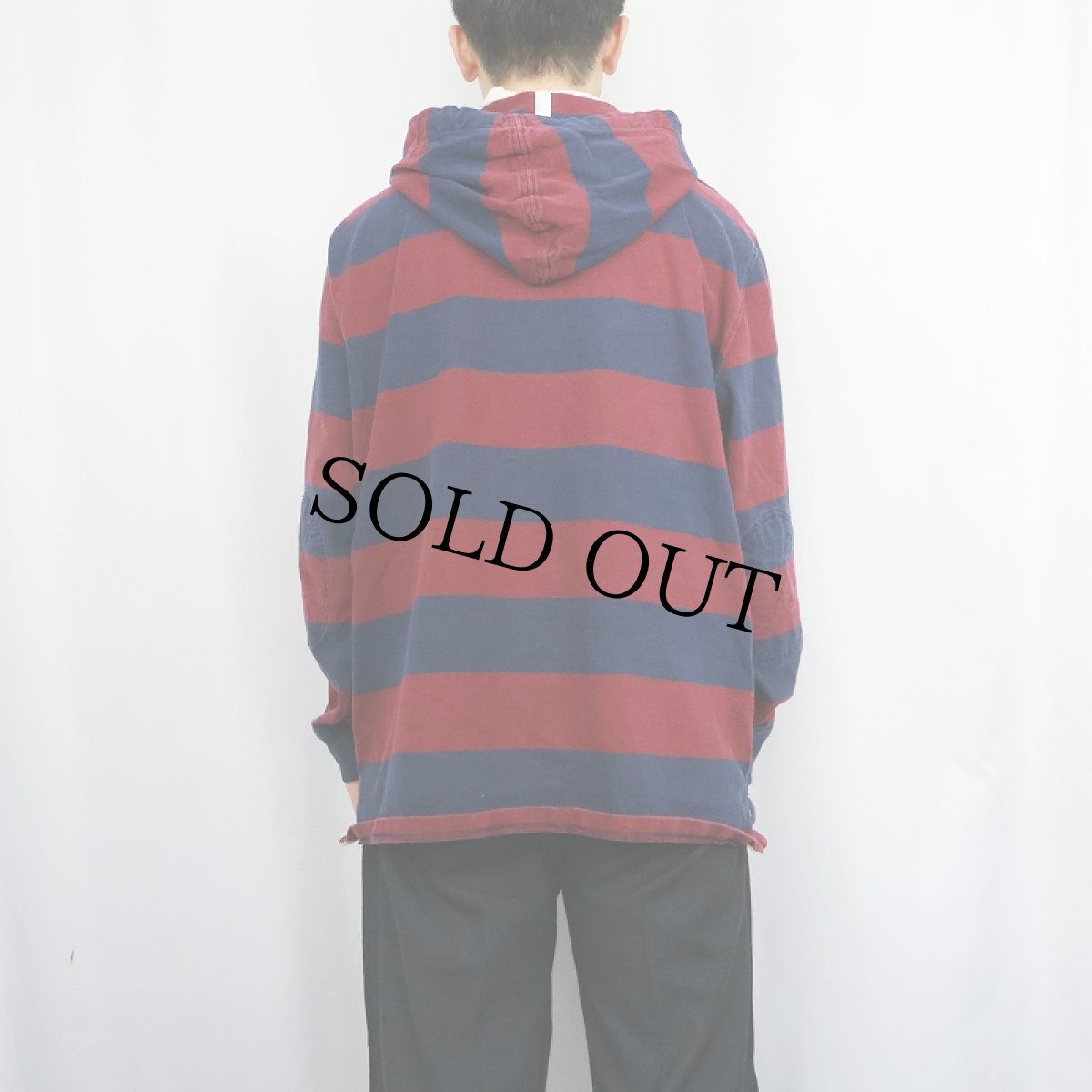 画像3: POLO Ralph Lauren ボーダー柄 フード付き レイヤードデザインラガーシャツ XL (3)
