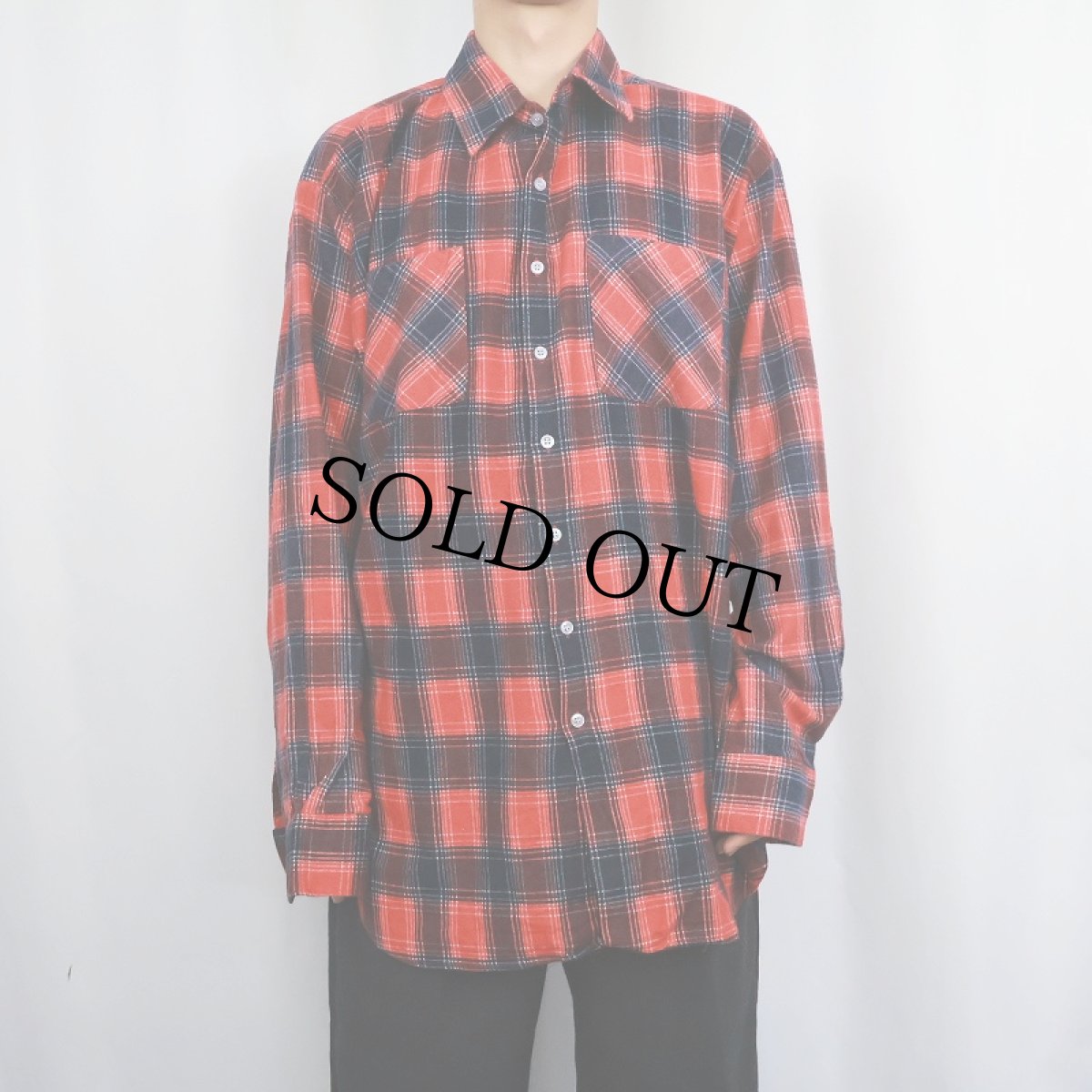 画像2: 80's BIG MAC チェック柄 プリントネルシャツ XL (2)