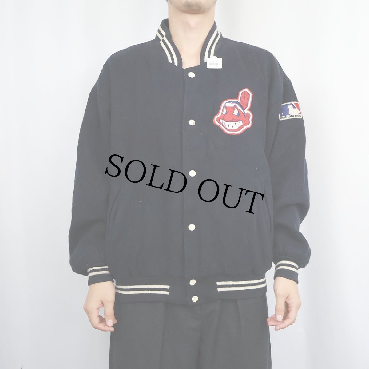 画像3: 80's〜 Indians ワッペン付き スタジャン NAVY (3)