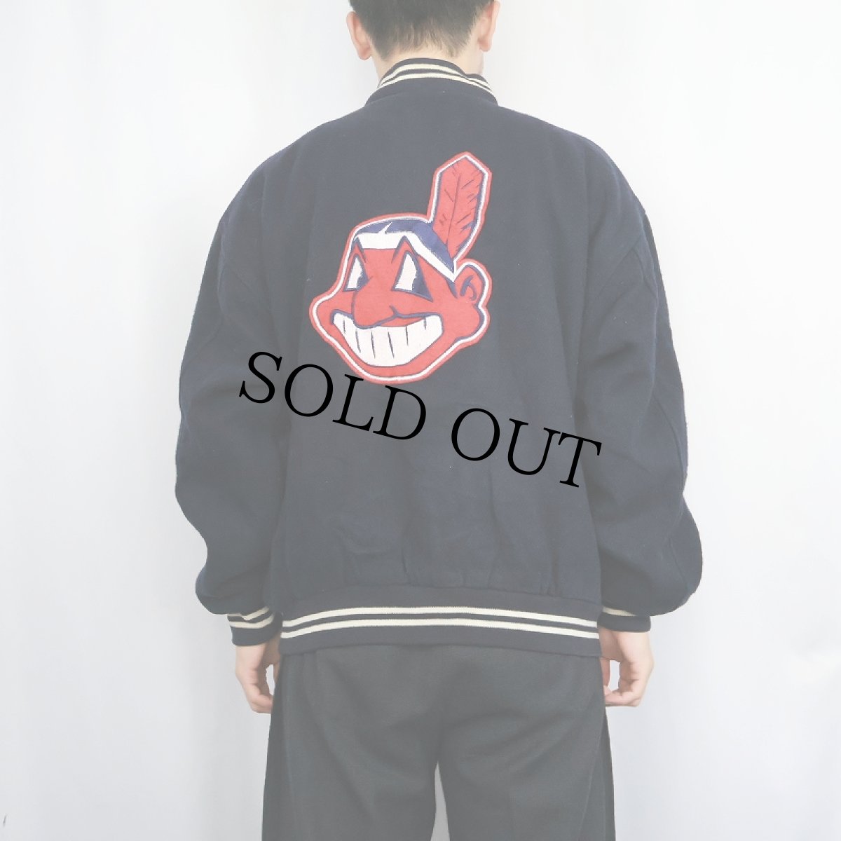 画像4: 80's〜 Indians ワッペン付き スタジャン NAVY (4)