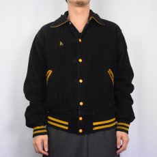 画像2: 80's MAPLE USA製 チェーン刺繍 キルティングライナー コーデュロイスタジャン BLACK M (2)
