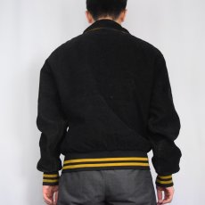 画像3: 80's MAPLE USA製 チェーン刺繍 キルティングライナー コーデュロイスタジャン BLACK M (3)