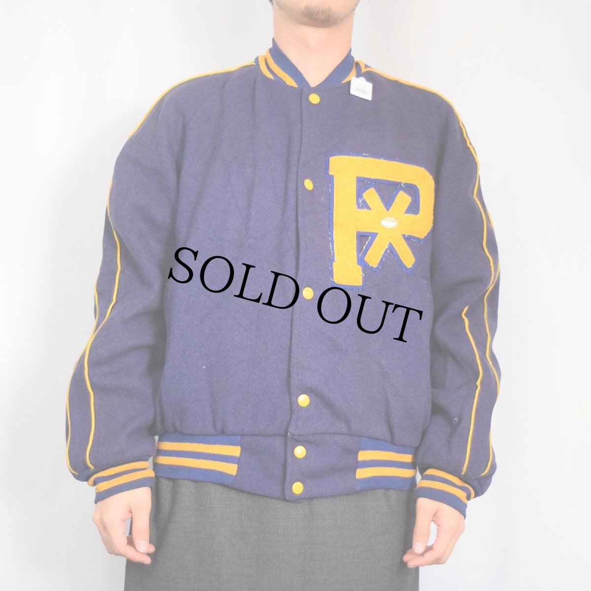 画像4: 60's〜 Sportswear "ST. PLUS X" ワッペン付き リバーシブル メルトンウールスタジャン NAVY (4)