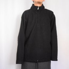 画像2: 90's GAP ワッペン付き ハーフジップフリースジャケット BLACK L (2)