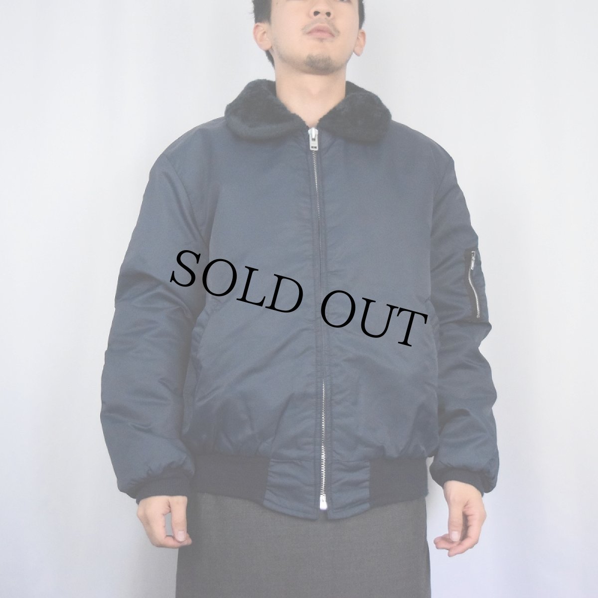 画像2: 80's WEAR-GUARD USA製 "B-15 TYPE" ボアライナー フライトジャケット NAVY L (2)