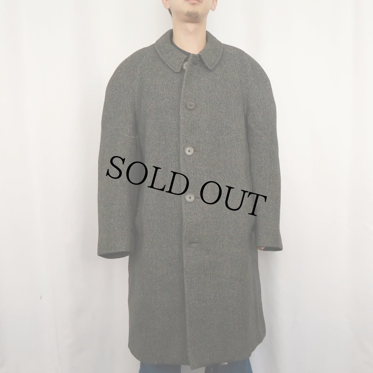 画像2: 70〜80's Burberrys' ENGLAND製 ウールツイードバルマカーンコート SIZE46 (2)