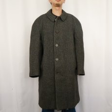 画像2: 70〜80's Burberrys' ENGLAND製 ウールツイードバルマカーンコート SIZE46 (2)