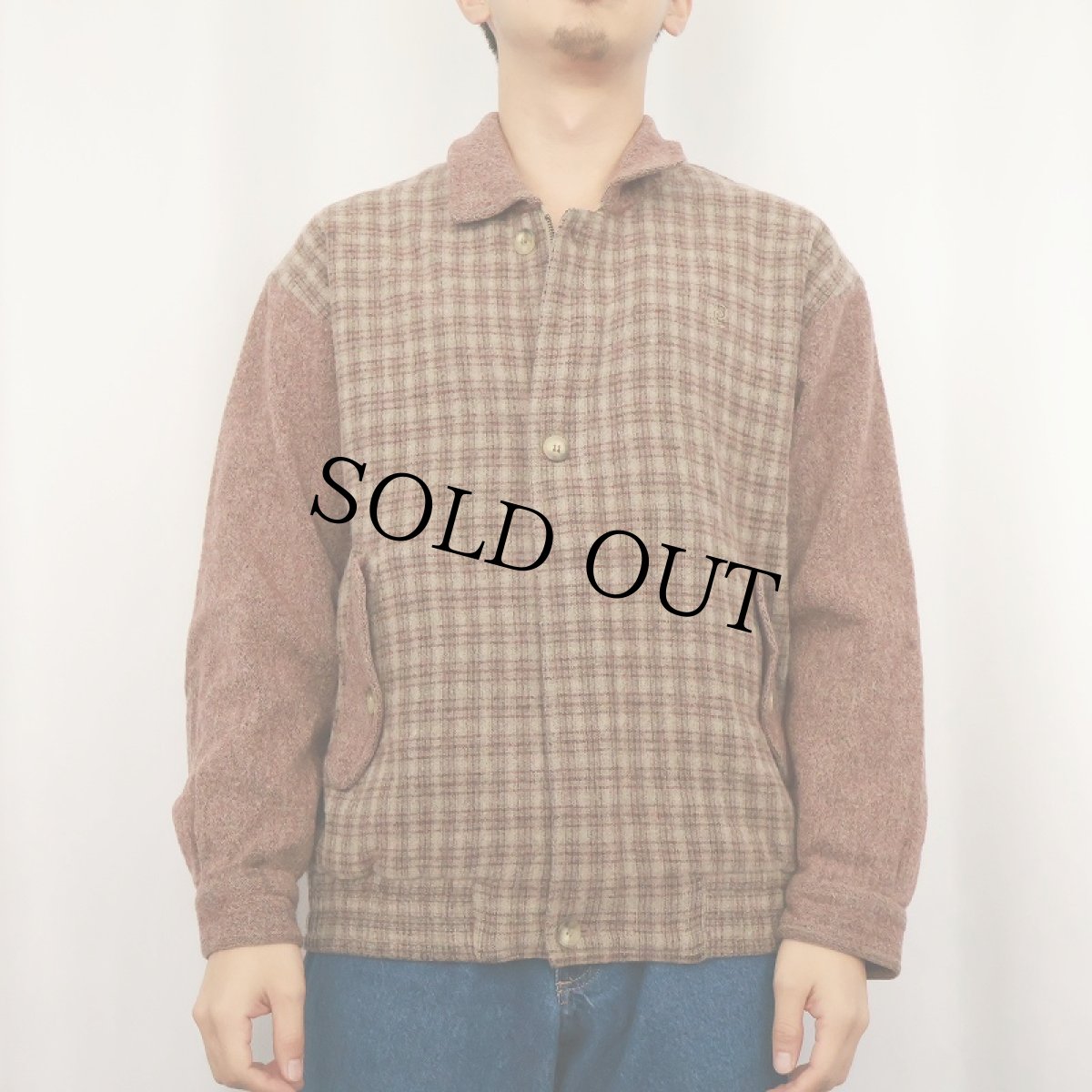 画像2: pierre cardin チェック柄 ウールジャケット L (2)