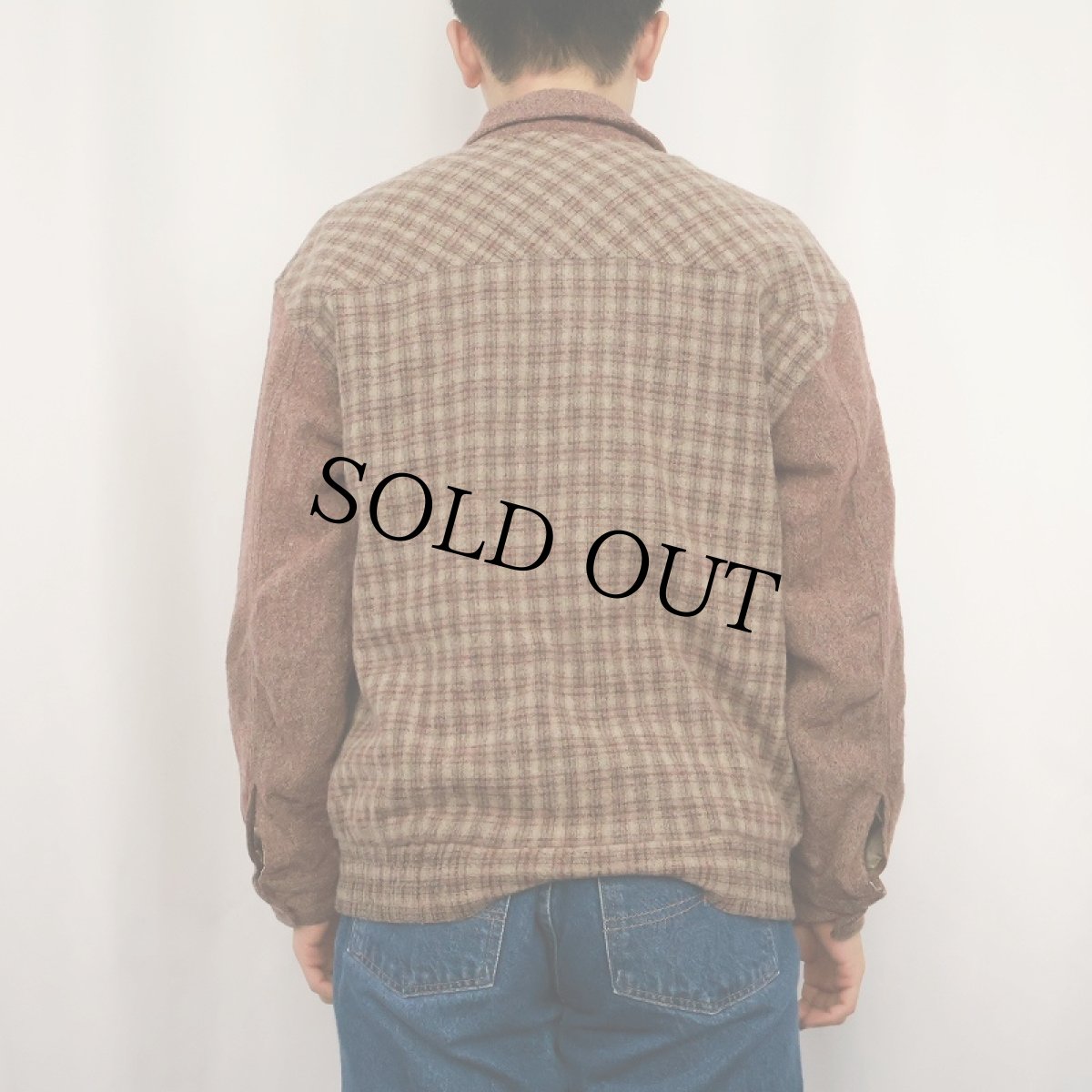 画像3: pierre cardin チェック柄 ウールジャケット L (3)