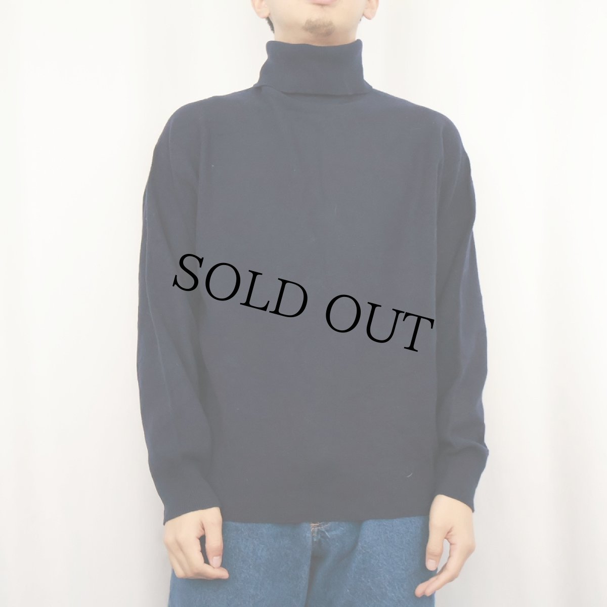 画像2: Ermenegildo Zegna ITALY製 タートルネック カシミアニットセーター NAVY SIZE52 (2)