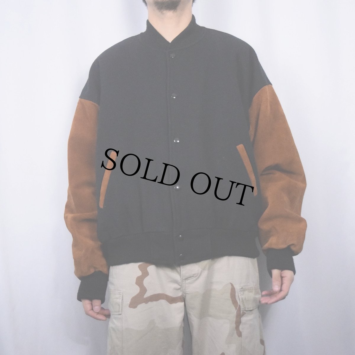 画像2: 90's〜 BLACK DIAMOND キルティングライナー メルトン×スエードスタジャン BLACK (2)