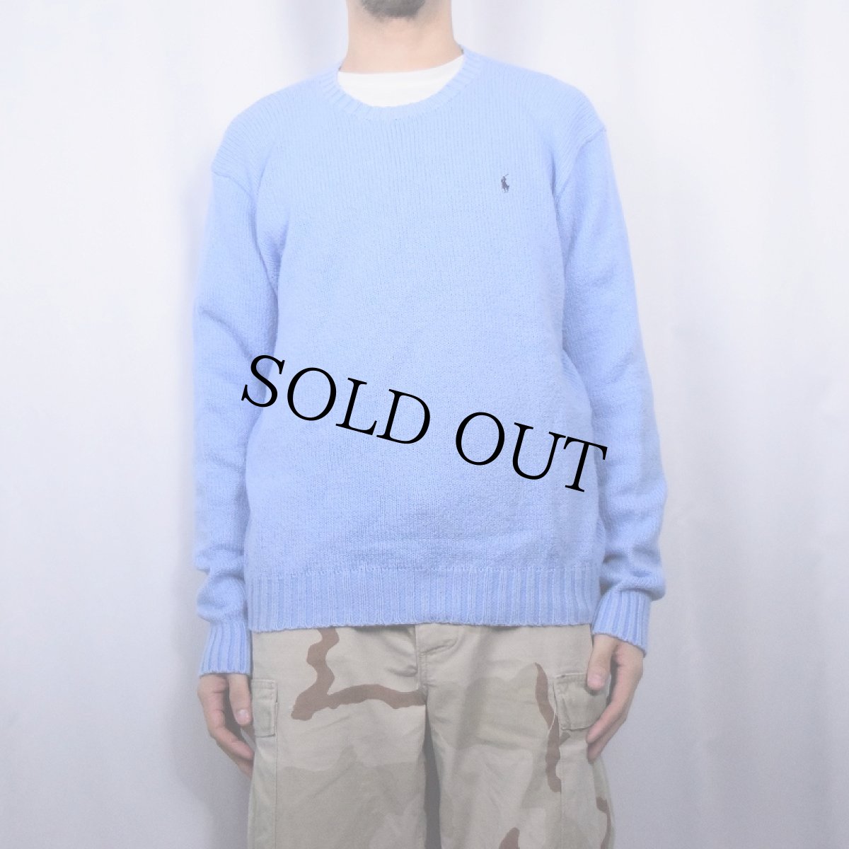 画像2: 90's POLO Ralph Lauren ロゴ刺繍 コットンニットセーター XL (2)