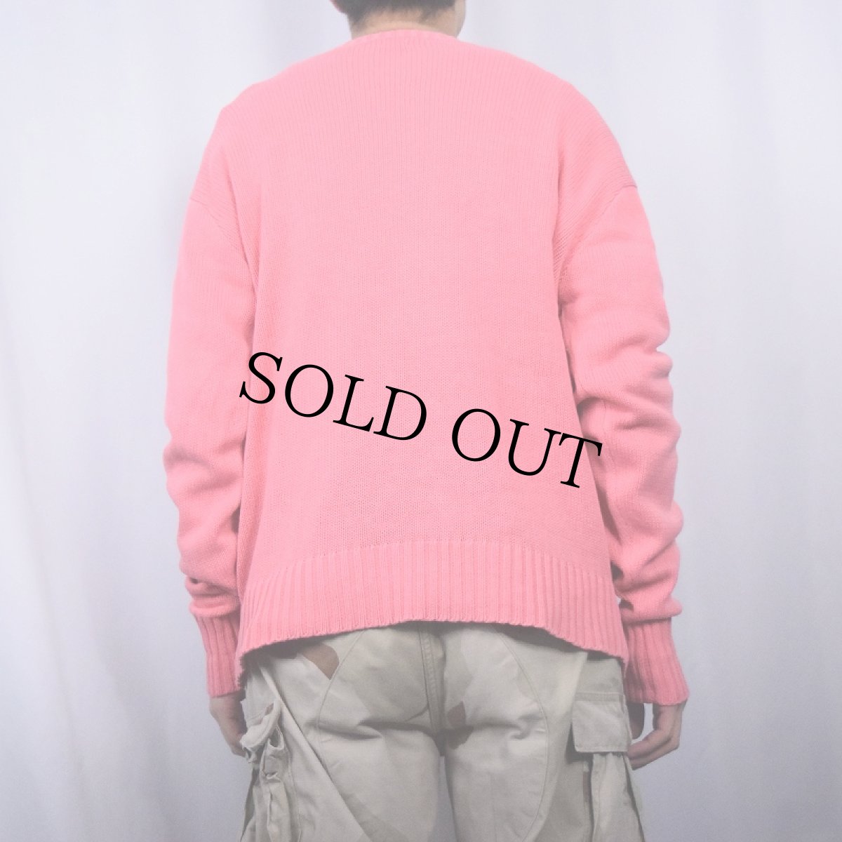 画像3: 90's POLO Ralph Lauren ロゴ刺繍 コットンニットセーター L (3)