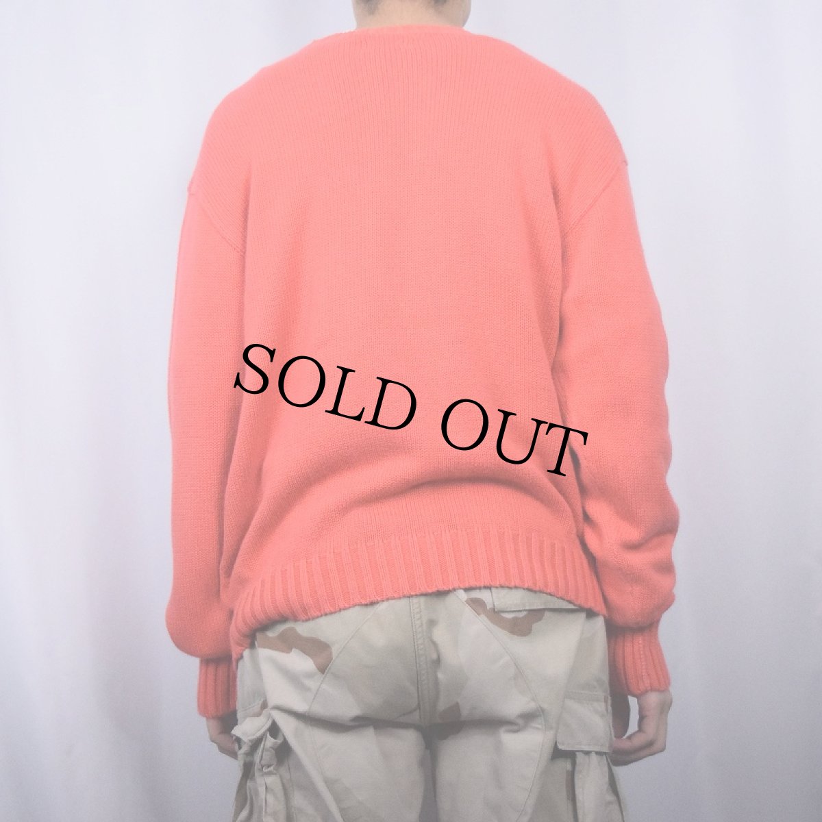 画像3: 90's POLO Ralph Lauren ロゴ刺繍 コットンニットセーター L (3)