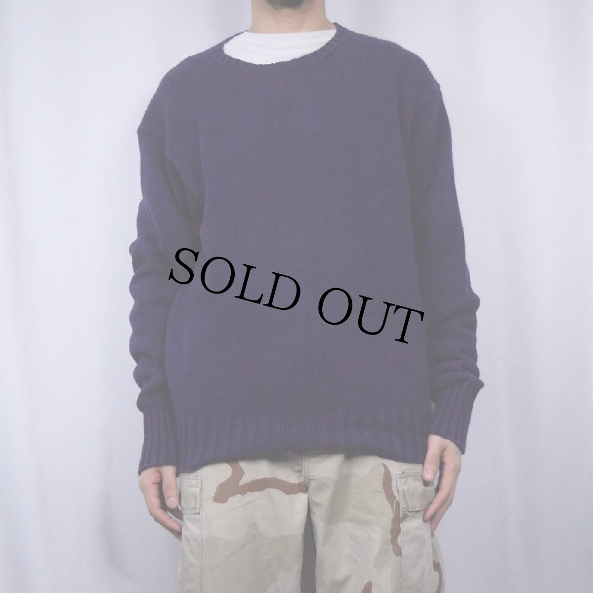 画像2: POLO Ralph Lauren ロゴ刺繍 コットンニットセーター L (2)