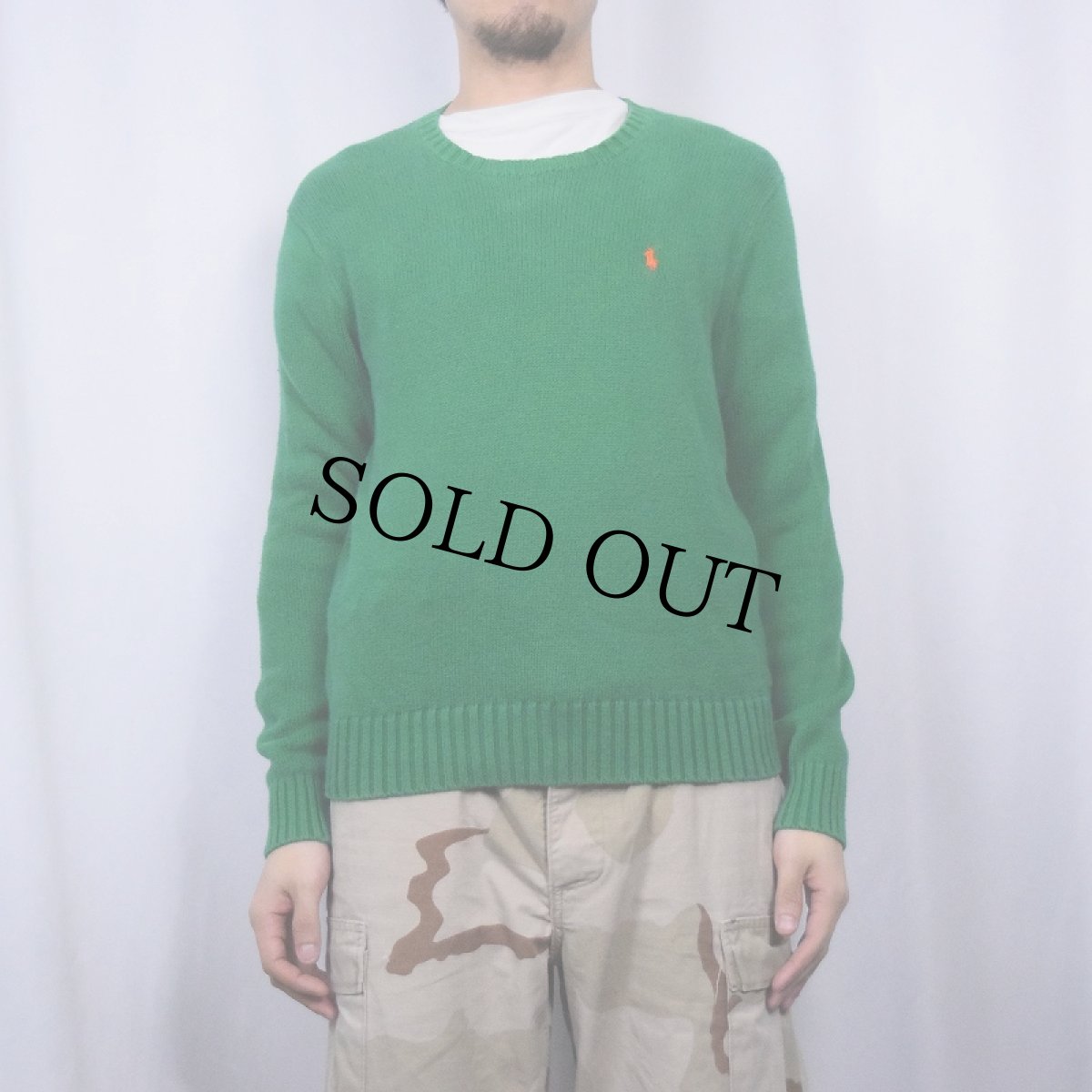 画像2: POLO Ralph Lauren "PIMA COTTON" ロゴ刺繍 コットンニットセーター S (2)