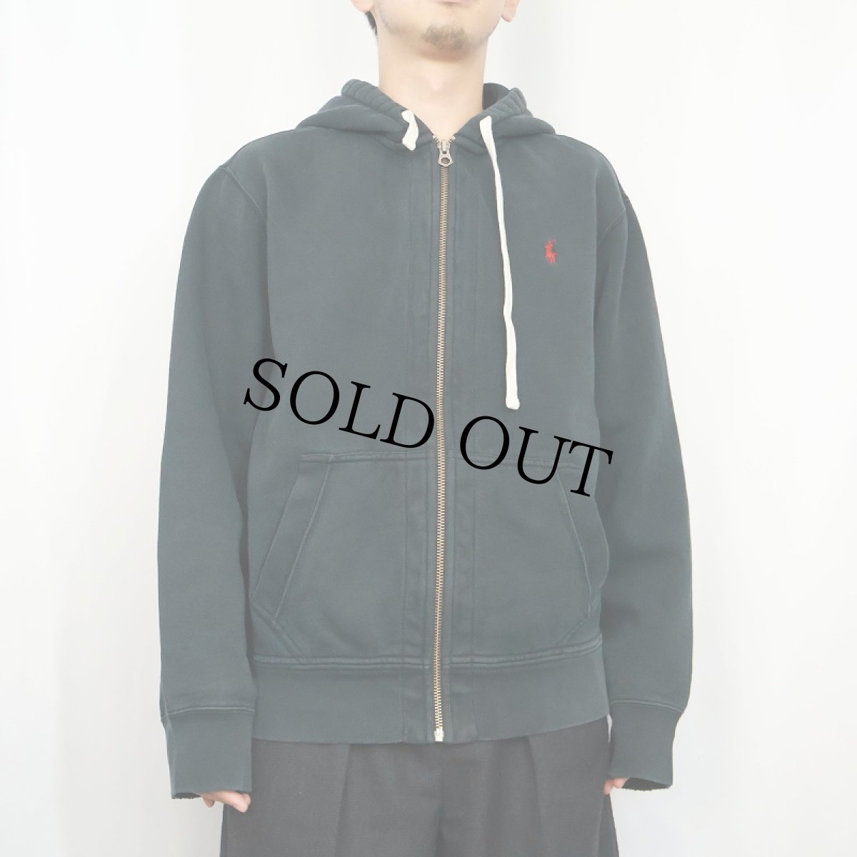 画像2: POLO Ralph Lauren ロゴ刺繍 スウェットジップパーカー BLACK L (2)